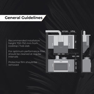 Hindware Smart Appliances Aldina 60 Cm kitchen chimney comes with Autoclean technology and maximum suction power 1350 m3/hr having filterless and motion sensor technology (Black 60cm)"