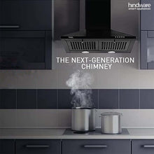 Load image into Gallery viewer, Hindware Smart Appliances Clara neo 60 cm 1000 m³/hr Pyramid Kitchen Chimney With Elegant Look, Push Button Control, Efficient Dual LED Lamps &amp; Double Baffle Filter (Black)
