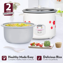 Load image into Gallery viewer, Borosil Pronto Dual 2.8 L Electric Rice Cooker with 2 Pot | 1000W, Keep Warm Feature with Indicator Display, Anti Skid Rubber Feet | Cook &amp; Boil Noodles, Rice, Upma, Idli, Dhokla | 2 Years Warranty
