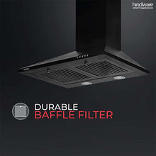 Load image into Gallery viewer, Hindware Smart Appliances Clara neo 60 cm 1000 m³/hr Pyramid Kitchen Chimney With Elegant Look, Push Button Control, Efficient Dual LED Lamps &amp; Double Baffle Filter (Black)
