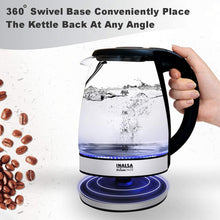 Load image into Gallery viewer, Inalsa Electric Kettle Prism Inox - 1350 W with LED Illumination &amp; Boro-Silicate Body, 1.8 L Capacity along with Cordless Base, 2 Year Warranty (Black)
