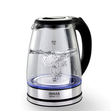 Load image into Gallery viewer, Inalsa Electric Kettle Prism Inox - 1350 W with LED Illumination &amp; Boro-Silicate Body, 1.8 L Capacity along with Cordless Base, 2 Year Warranty (Black)
