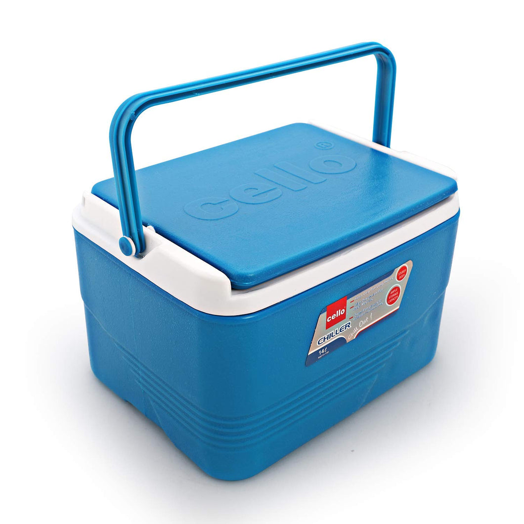 Cello Chiller Ice Box | Standard Size for Travel Party Bar Ice Cubes | Cold Drinks | Medical Purpose | 14 Litre, Blue