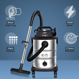 INALSA Vacuum Cleaner Wet and Dry With Blower Function|2 Year Warranty|Heavy Duty 1700W & 35L|22KPA Suction|HEPA Filter|Metal Telescopic Tube|SS Metal Tank|For Home,Office,Garage,Hotel (Master Vac 35)