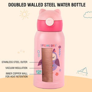 Cello Toddy Hot & Cold Stainless Steel Kids Water Bottle, 550ml, Pink
