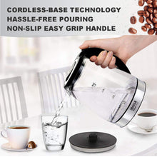Load image into Gallery viewer, Inalsa Electric Kettle Prism Inox - 1350 W with LED Illumination &amp; Boro-Silicate Body, 1.8 L Capacity along with Cordless Base, 2 Year Warranty (Black)
