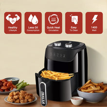 Load image into Gallery viewer, INALSA Air Fryer 1400W with 4.2 Liter Capacity|2 Year Warranty|Air Crisp Technology|Timer Selection and Full Temperature Control|Auto Cut Off |(Gourmia)(Black)
