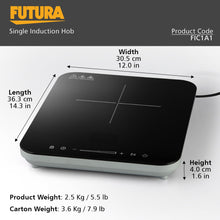 Load image into Gallery viewer, Hawkins Futura Single Induction Hob, 2000-W Cooktop with 20 Power Settings, Precise Time Setting Intervals, Child Lock, Black (FIC1A1)
