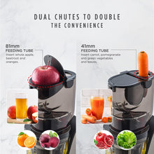 Load image into Gallery viewer, Sujata Cold Pressed Slow Juicer SJ01 | Ideal for Fruit, Vegetable Juices &amp; Nut Milks | Dual Feeding Chute | Reverse Function | Magnetic Safety Lock
