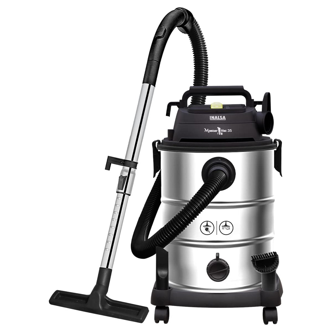 INALSA Vacuum Cleaner Wet and Dry With Blower Function|2 Year Warranty|Heavy Duty 1700W & 35L|22KPA Suction|HEPA Filter|Metal Telescopic Tube|SS Metal Tank|For Home,Office,Garage,Hotel (Master Vac 35)