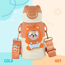 Load image into Gallery viewer, Cello Funz Hot &amp; Cold Stainless Steel Kids Water Bottle, 550ml, Orange
