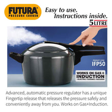 Load image into Gallery viewer, Hawkins Futura 5 Litre Pressure Cooker, Hard Anodised Inner Lid Pressure Cooker, Induction Cooker, Pan Cooker, Black (IFP50)
