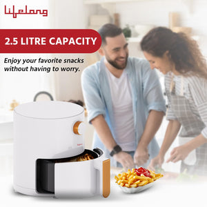Lifelong 2.5L Air Fryer for Home with Timer Control | Fry, Bake, Roast, Toast, Defrost, Grill & Reheat | Hot Air Circulation Technology (BLACK, LLHF26)