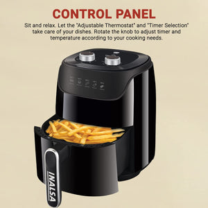 INALSA Air Fryer 1400W with 4.2 Liter Capacity|2 Year Warranty|Air Crisp Technology|Timer Selection and Full Temperature Control|Auto Cut Off |(Gourmia)(Black)