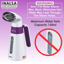 Load image into Gallery viewer, Inalsa Garment Vertical Steamer Handy Steam-600W with Detachable Fabric Brush &amp; 120ml Capacity, (White/Purple)
