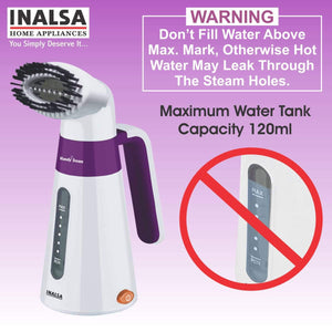 Inalsa Garment Vertical Steamer Handy Steam-600W with Detachable Fabric Brush & 120ml Capacity, (White/Purple)