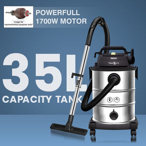 INALSA Vacuum Cleaner Wet and Dry With Blower Function|2 Year Warranty|Heavy Duty 1700W & 35L|22KPA Suction|HEPA Filter|Metal Telescopic Tube|SS Metal Tank|For Home,Office,Garage,Hotel (Master Vac 35)