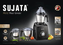 Load image into Gallery viewer, Sujata Mixer Grinder MG 02 1000W with 3 Jars, Black
