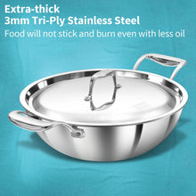 Load image into Gallery viewer, Hawkins Pro 8.0 Litre Deep-Fry Pan, Triply Stainless Steel Kadhai with Stainless Steel Handles and Stainless Steel Lid, Silver (PSK80S)
