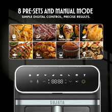 Load image into Gallery viewer, Sujata Fryomatic Plus Air Fryer 6.4L | 2000W| Up to 80% Less Oil Usage | Bake, Grill &amp; Roast| 8 Preset Modes| Digital Display &amp; Touch Control Panel |Glass Window | 2 Years Warranty
