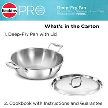Load image into Gallery viewer, Hawkins Pro 5.0 Litre Deep-Fry Pan, Triply Stainless Steel Kadhai with Stainless Steel Handles and Stainless Steel Lid, Silver (PSK50S)

