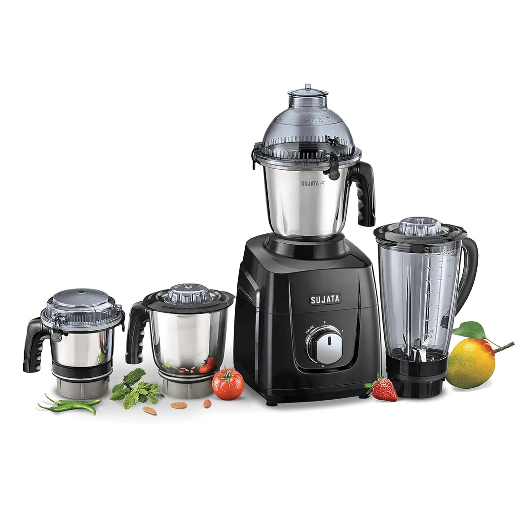 Sujata MG03 Mixer Grinder | The New Generation Mixer Grinder | Powerful and Versatile Kitchen Appliance | 1000 Watts Motor | 3 SS Jars + 1 Jar