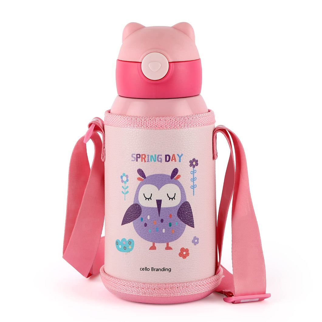 Cello Toddy Hot & Cold Stainless Steel Kids Water Bottle, 550ml, Pink