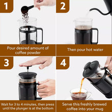 Load image into Gallery viewer, AGARO Delite French Press Coffee And Tea Maker, Borosilicate Glass Body With Sleeves, Glass Carafe, BPA Free Plastic Lid Strainer, 600Ml
