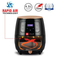 Load image into Gallery viewer, Cello Smart Digital Air Fryer 1400W, 4.5 Litre | Uses up to 90% less fat | Smart Touch Panel | Rapid Air Technology | Ideal for Fry, Grill, Roast &amp; Bake | (Black)
