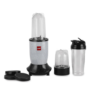 Cello Frutomix Nutri Blend Pro + | Multi-purpose Blender | (2 multipurpose Jar with 1 sipper bottle) Set of 3 | Smoothie Maker | 500 W Copper Motor | SS Blades | Grey