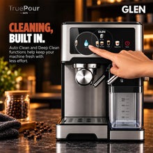 Load image into Gallery viewer, Glen Espresso Coffee Machine with 20 Bar Pressure, Dual Boiler System 6 One-Touch Drinks, Automatic Milk, 500 ml Milk Tank, 1.4 L Water Tank,Coffee Auto-Clean Function Cappuccino, Latte (SA9059ECM)
