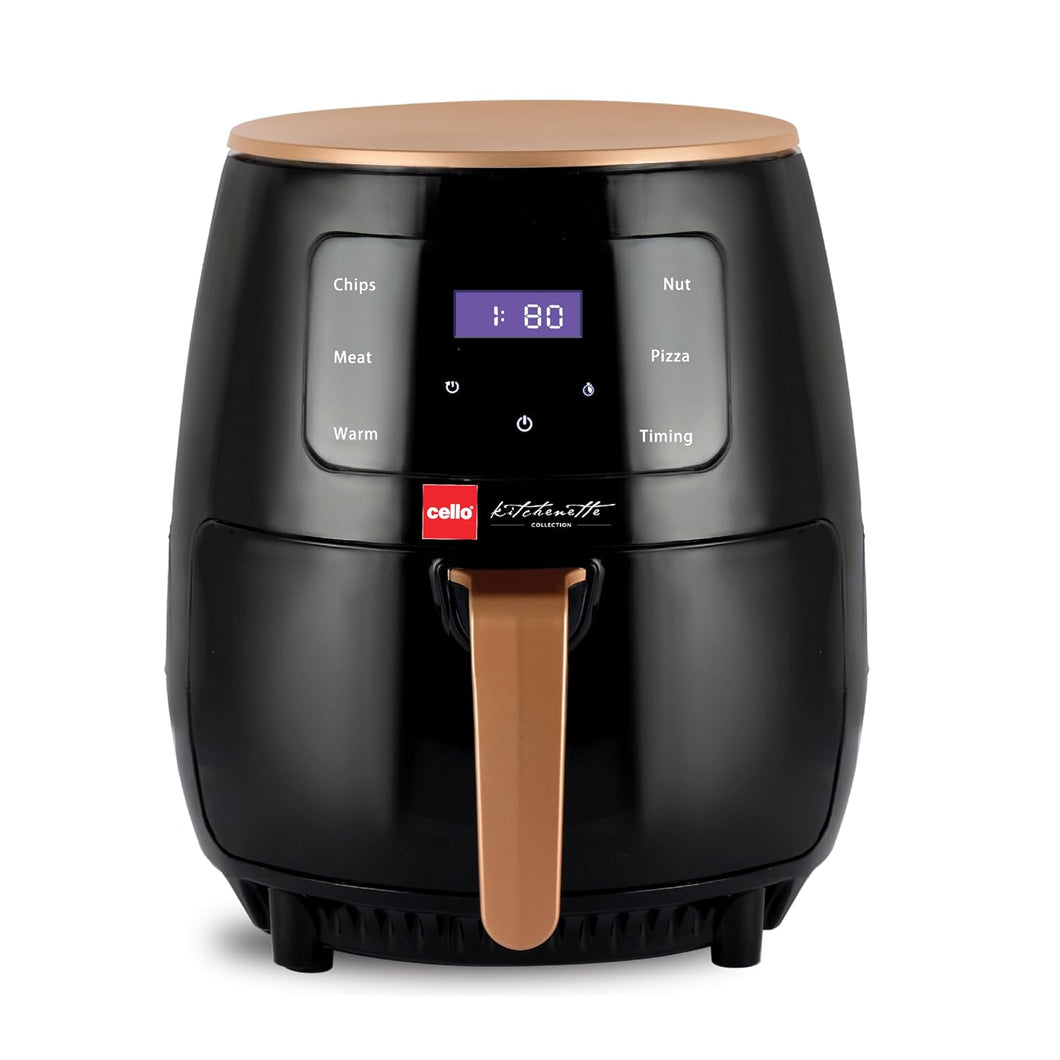 Cello Smart Digital Air Fryer 1400W, 4.5 Litre | Uses up to 90% less fat | Smart Touch Panel | Rapid Air Technology | Ideal for Fry, Grill, Roast & Bake | (Black)