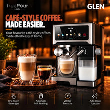 Load image into Gallery viewer, Glen Espresso Coffee Machine with 20 Bar Pressure, Dual Boiler System 6 One-Touch Drinks, Automatic Milk, 500 ml Milk Tank, 1.4 L Water Tank,Coffee Auto-Clean Function Cappuccino, Latte (SA9059ECM)
