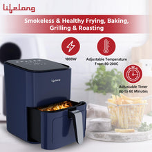 Load image into Gallery viewer, Lifelong 1200W 4L Air Fryer with Hot Air Circulation Technology with Timer Selection | Uses up to 90% less Oil | Fry, Grill, Roast, Reheat and Bake | LLHFD450 (Blue)
