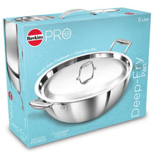 Load image into Gallery viewer, Hawkins Pro 8.0 Litre Deep-Fry Pan, Triply Stainless Steel Kadhai with Stainless Steel Handles and Stainless Steel Lid, Silver (PSK80S)
