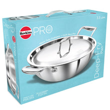 Load image into Gallery viewer, Hawkins Pro 3.5 Litre Deep-Fry Pan, Triply Stainless Steel Kadhai with Stainless Steel Handles and Stainless Steel Lid, Silver (PSK35S)
