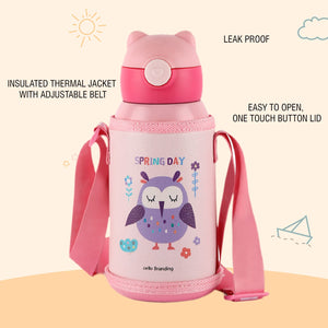 Cello Toddy Hot & Cold Stainless Steel Kids Water Bottle, 550ml, Pink
