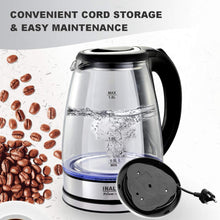 Load image into Gallery viewer, Inalsa Electric Kettle Prism Inox - 1350 W with LED Illumination &amp; Boro-Silicate Body, 1.8 L Capacity along with Cordless Base, 2 Year Warranty (Black)
