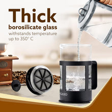 Load image into Gallery viewer, AGARO Delite French Press Coffee And Tea Maker, Borosilicate Glass Body With Sleeves, Glass Carafe, BPA Free Plastic Lid Strainer, 600Ml
