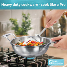 Load image into Gallery viewer, Hawkins Pro 8.0 Litre Deep-Fry Pan, Triply Stainless Steel Kadhai with Stainless Steel Handles and Stainless Steel Lid, Silver (PSK80S)
