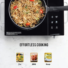 Load image into Gallery viewer, Cello Induction Cooker Blazing 800+ Infra Ceramic Plate 2200 Watt Induction Cooktop with BBQ Grill, Soft Touch Button with Crystal Glass (Black)
