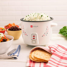 Load image into Gallery viewer, Electric Rice Cooker Cello Iris Rice Cooker | 2.8 Liter Electric Rice Cooker 1000 Watt | 2 Aluminium Cooking Bowl | Trivet Plate for Perfect Rice Cooking | Auto Keep Warm Mode for Keeping Food Hot | White
