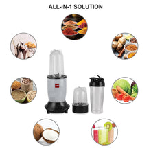 Load image into Gallery viewer, Cello Frutomix Nutri Blend Pro + | Multi-purpose Blender | (2 multipurpose Jar with 1 sipper bottle) Set of 3 | Smoothie Maker | 500 W Copper Motor | SS Blades | Grey

