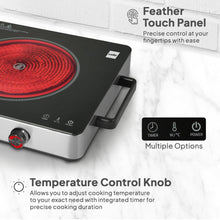 Load image into Gallery viewer, CELLO Blazing Smart Cook Infrared Stove 2200 Watts | Safe &amp; Reliable, Crystal Glass Top Plate, Sensor Touch Controls, Tempreture Control Knob, Customised Reset Menu | For Frying, Boiling &amp; Grilling
