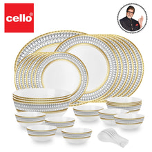 Load image into Gallery viewer, Cello Amitabh Bachchan Opalware Divine Series Elinor Dinner Set, 33Pcs | Opal Glass Dinner Set for 6 | Crockery Set for Festive Ocassions, Parties | White Plate and Bowl Set
