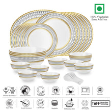 Load image into Gallery viewer, Cello Amitabh Bachchan Opalware Divine Series Elinor Dinner Set, 33Pcs | Opal Glass Dinner Set for 6 | Crockery Set for Festive Ocassions, Parties | White Plate and Bowl Set
