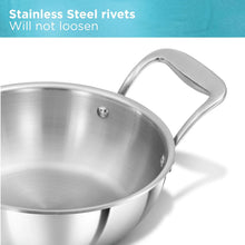Load image into Gallery viewer, Hawkins Pro 1.5 Litre Deep-Fry Pan, Triply Stainless Steel Kadhai with Stainless Steel Handles and Stainless Steel Lid, Silver (PSK15S)
