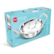 Load image into Gallery viewer, Hawkins Pro 1.5 Litre Deep-Fry Pan, Triply Stainless Steel Kadhai with Stainless Steel Handles and Stainless Steel Lid, Silver (PSK15S)
