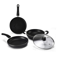 Load image into Gallery viewer, Lifelong Popular Non-Stick Cookware Set, 3-Pieces, Black/Grey (Induction and Gas Compatible)

