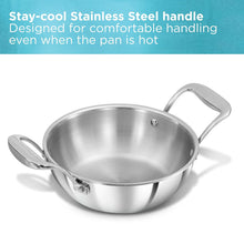 Load image into Gallery viewer, Hawkins Pro 1.5 Litre Deep-Fry Pan, Triply Stainless Steel Kadhai with Stainless Steel Handles and Stainless Steel Lid, Silver (PSK15S)
